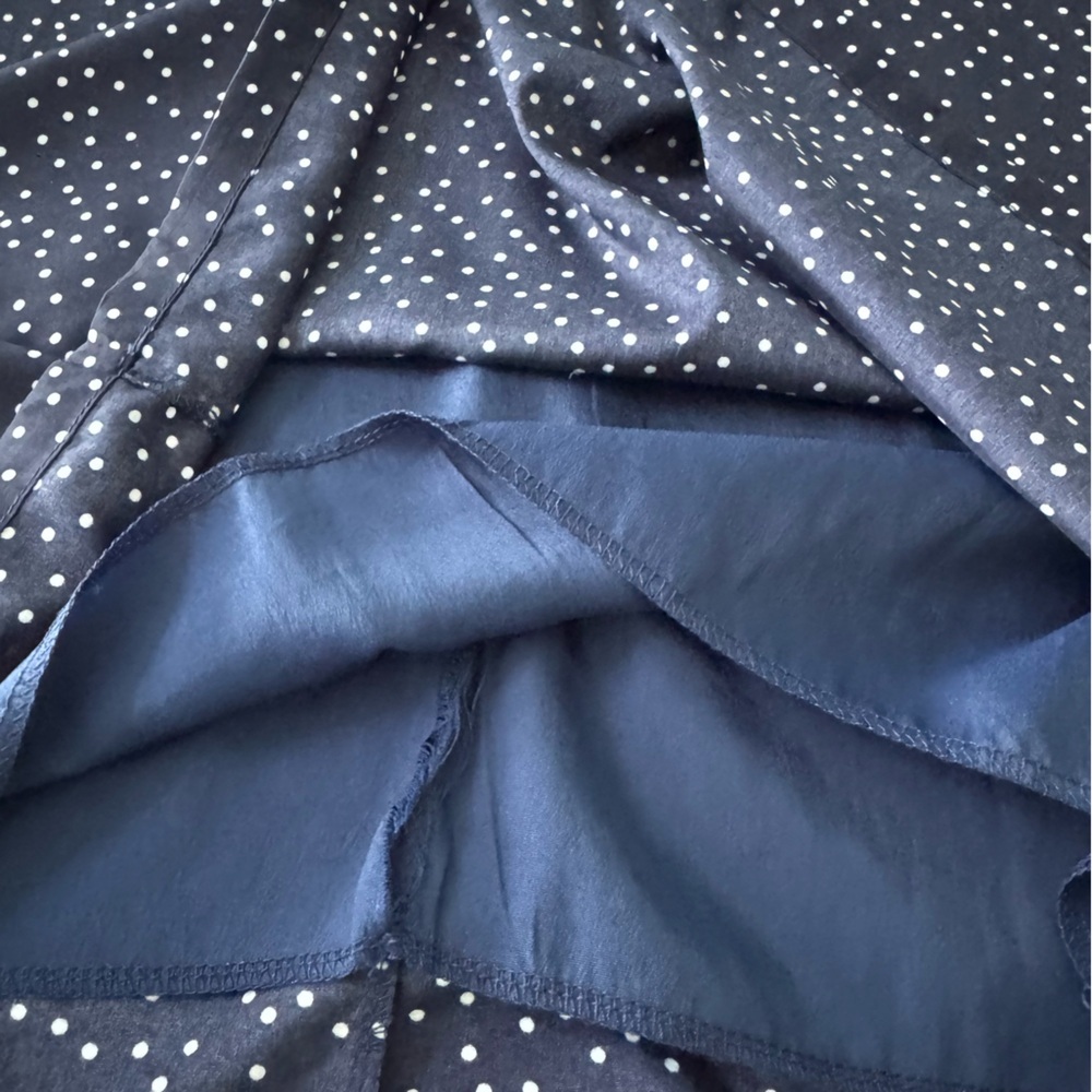Belongsci Navy Polka Dot V-Neck Dress - Picture 9 of 10
